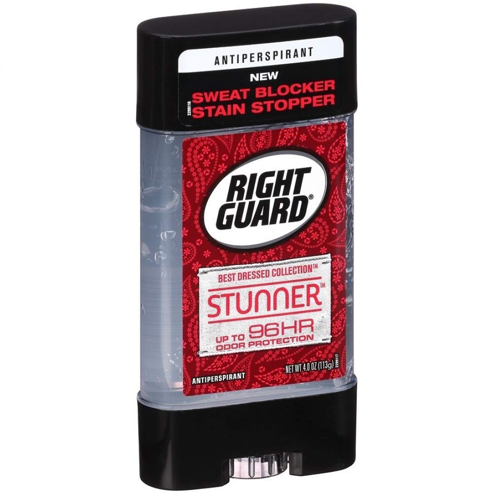 Right Guard Antiperspirant - Best Dressed Collection - Stunner - Clear Gel - Net Wt. 4.0 OZ (113 g) Per Stick - Pack of 4 Sticks