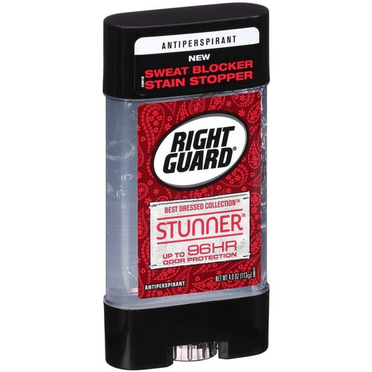 Right Guard Antiperspirant - Best Dressed Collection - Stunner - Clear Gel - Net Wt. 4.0 OZ (113 g) Per Stick - Pack of 4 Sticks