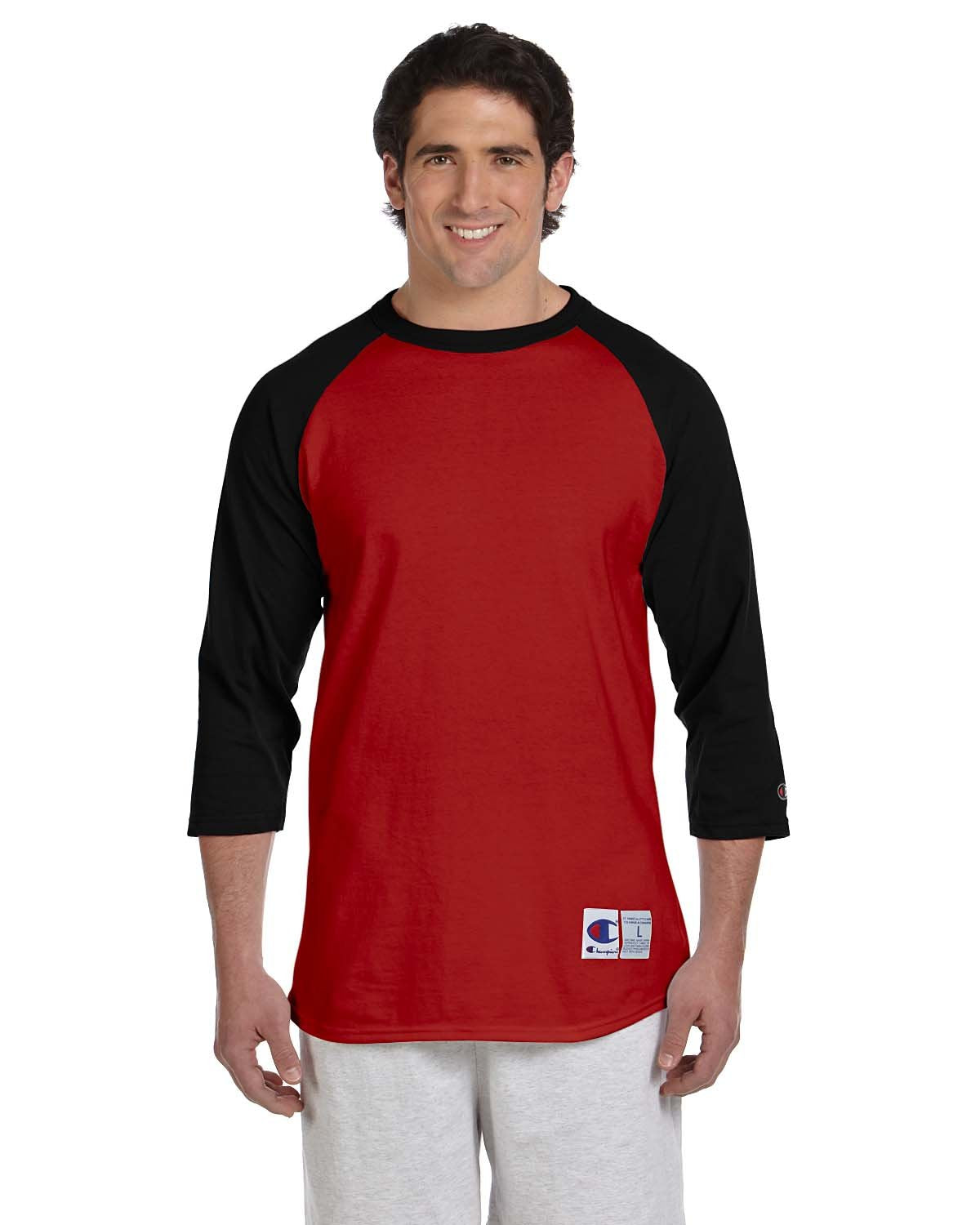 Champion Men's Raglan Baseball T-Shirt, White/C Gold, X-Large