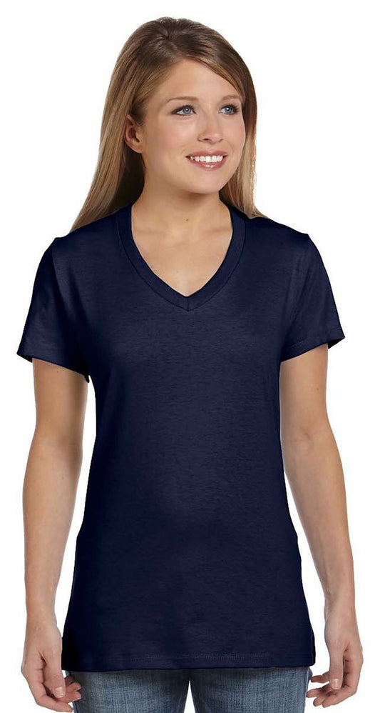 Hanes Women's Nano-T V-Neck T-Shirt, Navy, XX-Large