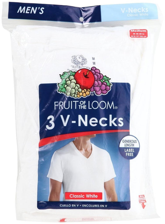 Fruit of the Loom 4.7 Oz., 100% Sofspun Cotton Jersey V-Neck T-Shirt (SFVR)- White,Large