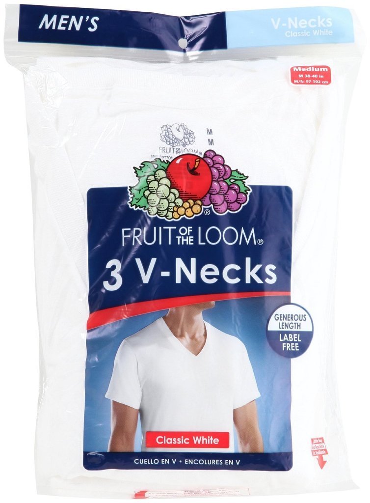 Fruit of the Loom 4.7 Oz., 100% Sofspun Cotton Jersey V-Neck T-Shirt (SFVR)- White,Large