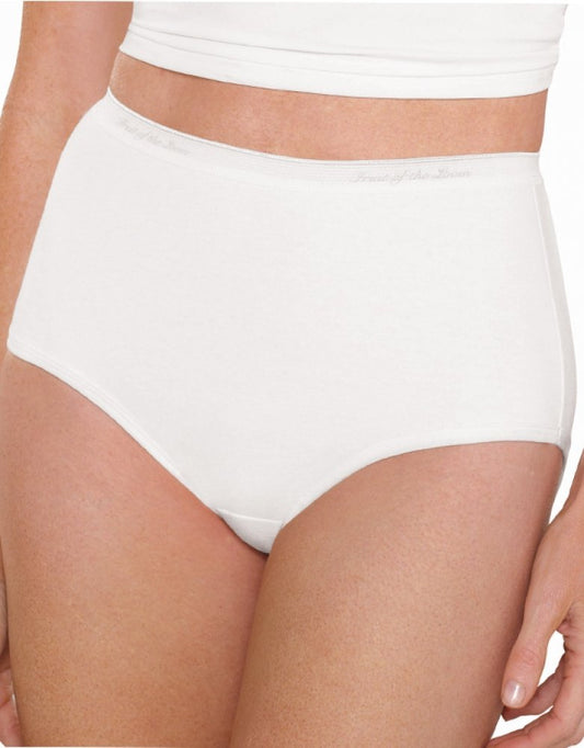 Fruit of the Loom Women's Classic White 3-Pack Brief Panties, White, 3X-Large (10)