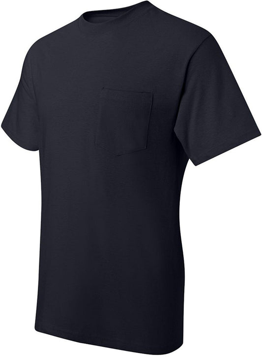 Hanes Men's Pocket T-Shirt, Set of 4 (XXX-Large, Navy)