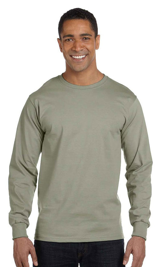 Hanes Adult Beefy-T Long-Sleeve T-Shirt, Stone Green, Large