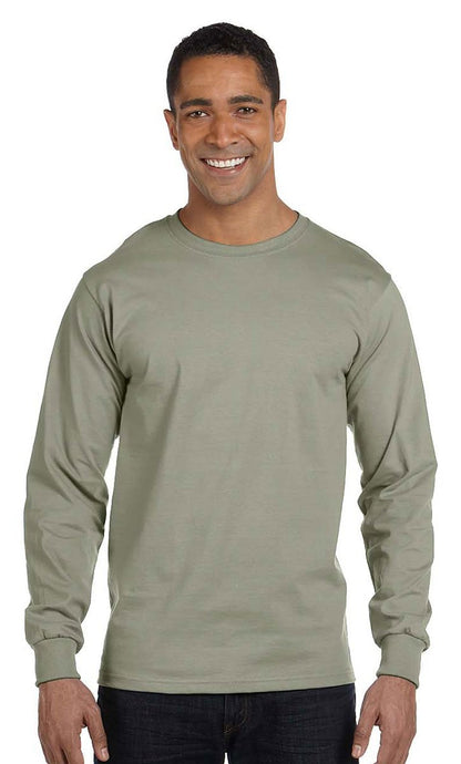 Hanes Adult Beefy-T Long-Sleeve T-Shirt, Stone Green, Large