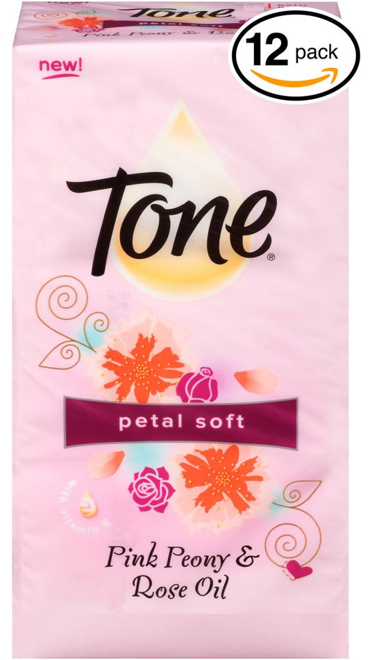 (PACK OF 12 BARS) Tone Soap Bath Bar, Pink Peony & Rose Oil. COCOA BUTTER, BOTANICALS & VITAMIN-E. Rich & Creamy Lather! Great for Hands, Face & Body! (12 Bars of Soap, 4.25oz Each Bar)