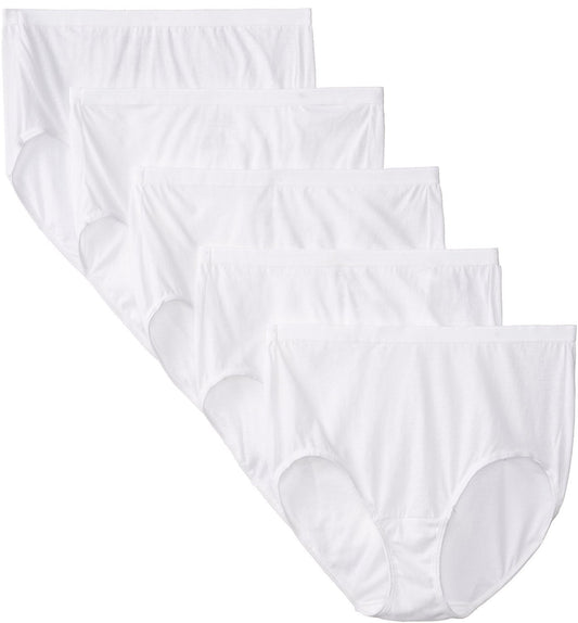 Fruit of the Loom Women_s Plus Size Fit For Me 5Pack Original Cotton Brief Panties White 13