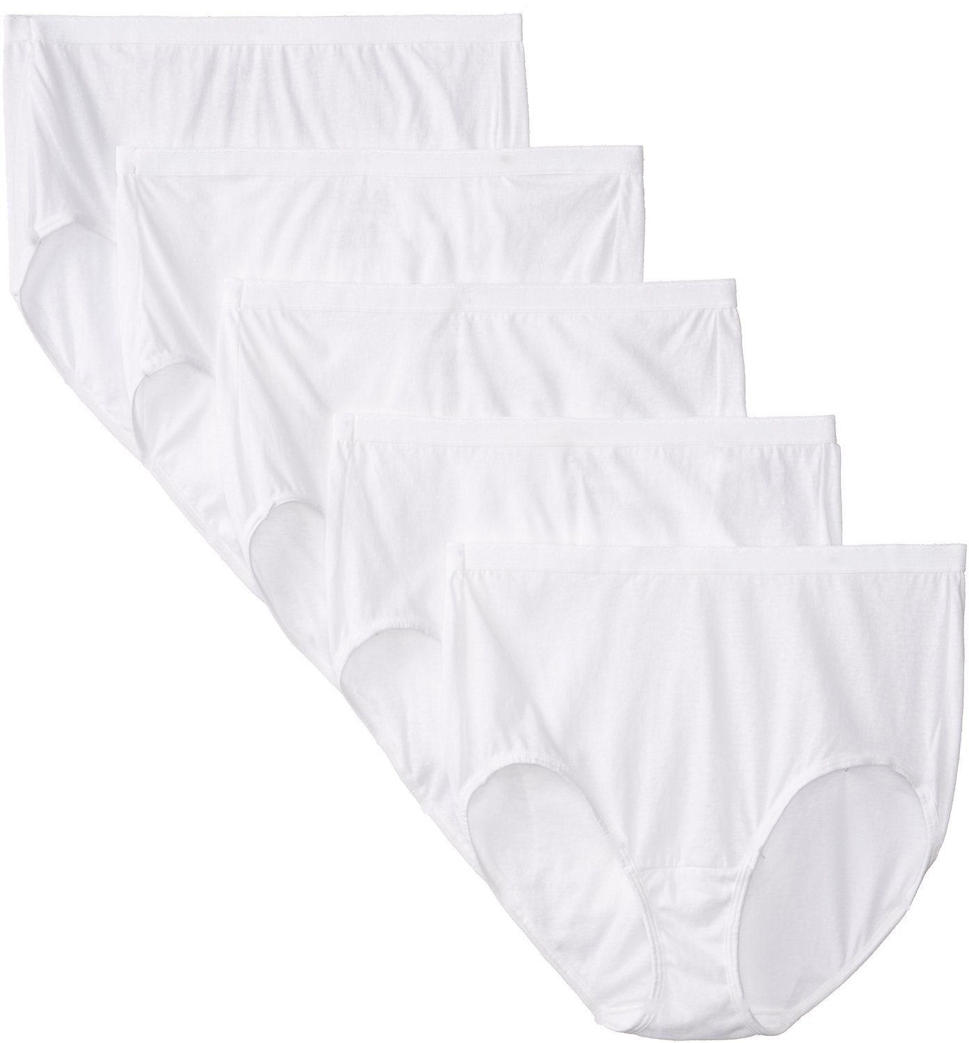 Fruit of the Loom Women_s Plus Size Fit For Me 5Pack Original Cotton Brief Panties White 13