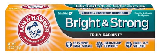ARM & HAMMER Bright & Strong Truly Radiant Toothpaste, Crisp Mint 4.3 oz (Pack of 12)