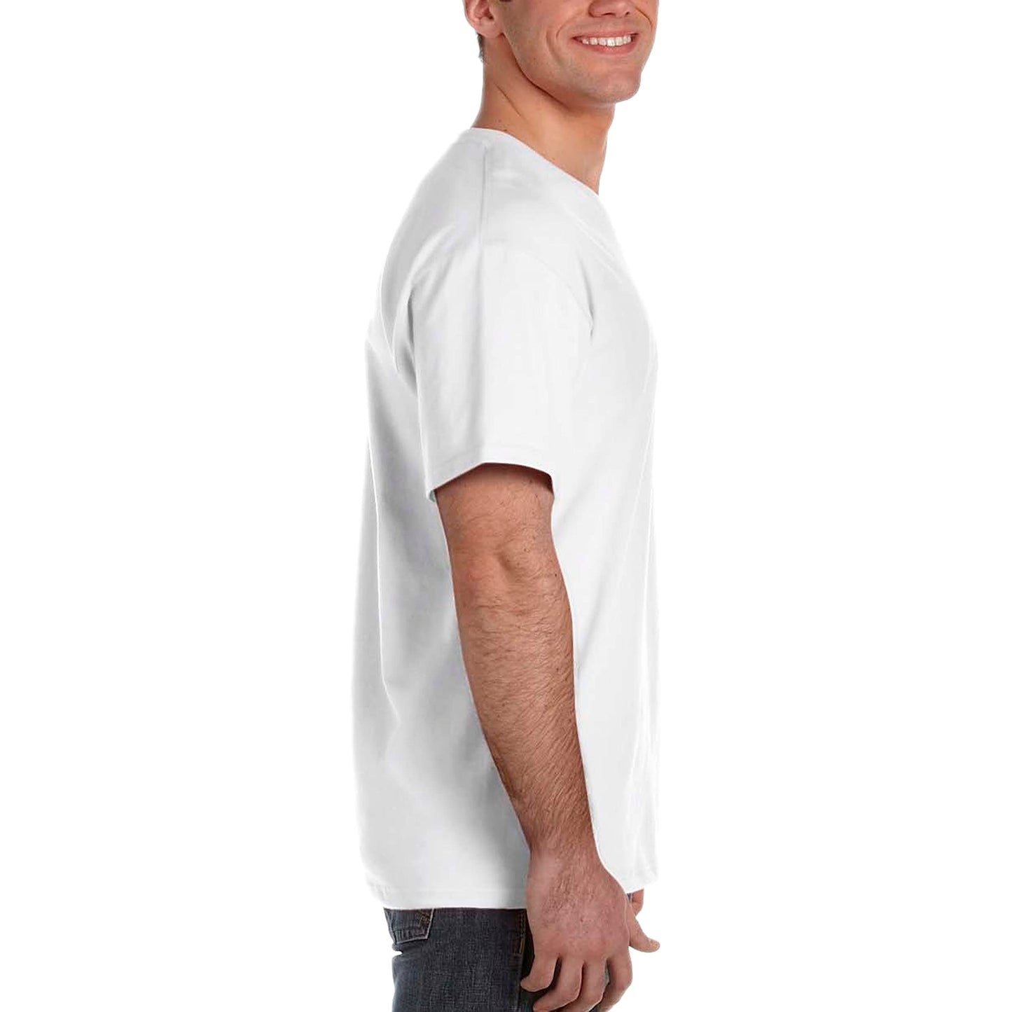 Fruit of the Loom Men's 7-Pack Stay Tucked V-Neck T-Shirt,White, Large