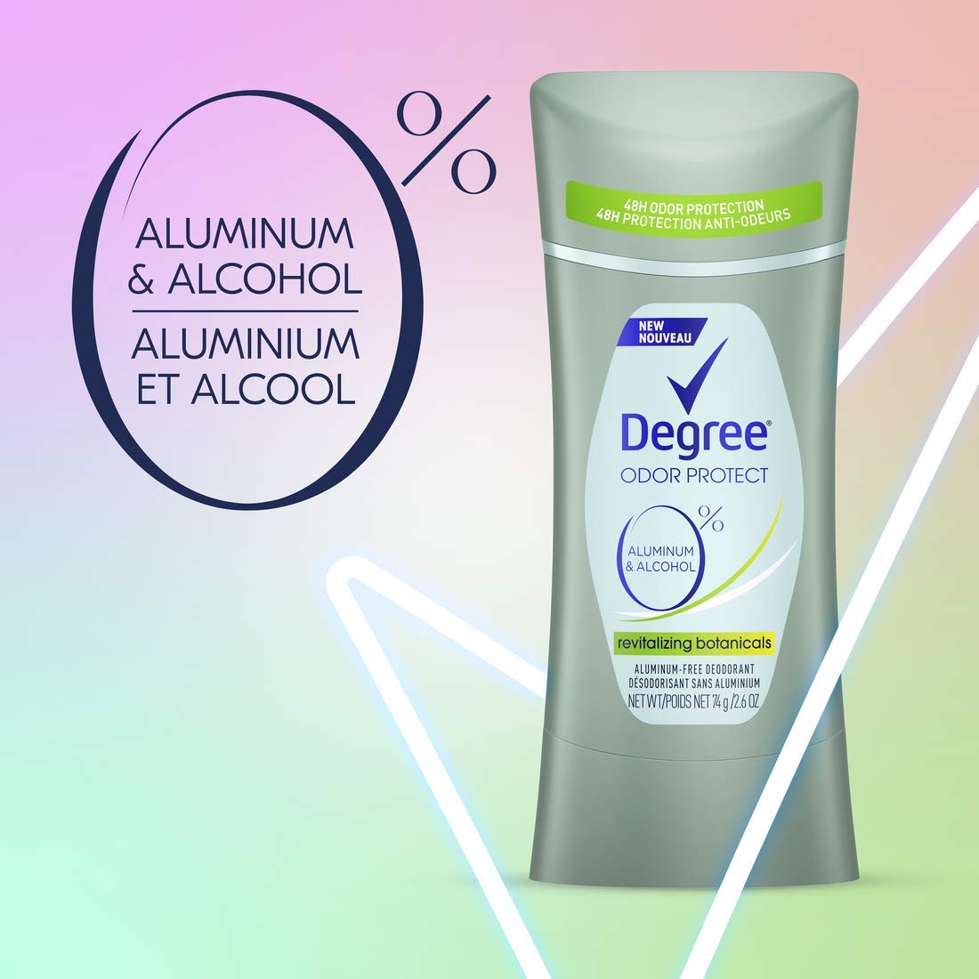 Degree 0% Aluminum Free Deodorant 48H Odor Protection Revitalizing Botanicals Deodorant for Women 2.6 oz