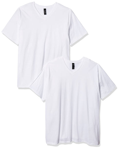 Hanes Men's Nano Premium Cotton V-Neck T-Shirt (Pack of 2), White, Medium