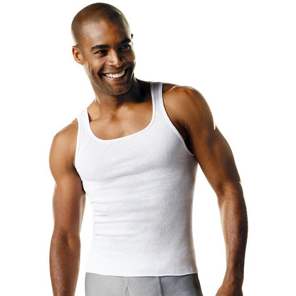 Hanes Men's Tall Tank Undershirt LT-4XLT 3-Pack White