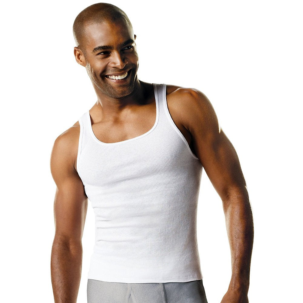 Hanes Men's Tall Tank Undershirt LT-4XLT 3-Pack White