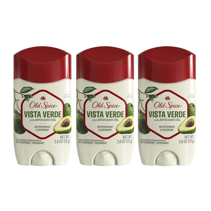 Old Spice Men's Antiperspirant & Deodorant Vista Verde Avocado Oil, 2.6oz (Pack of 3)