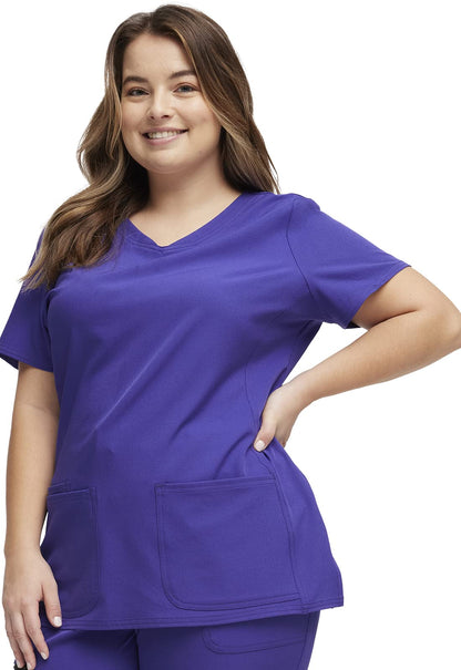 HeartSoul Womens Scrubs, Shaped V,Neck Top, Stretch Performance Fabric 20710, XS, Purple Magic