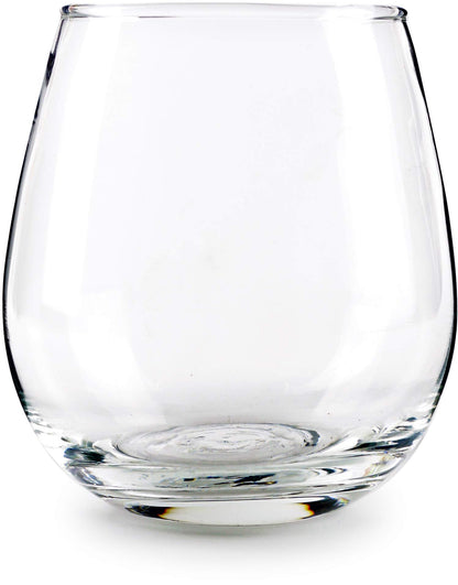 Circleware 44581 Stemless Wine Glasses 4-Piece Drinking Glassware Set, Fun Party Entertainment Dining Beverage Cups, 15 oz, Newton