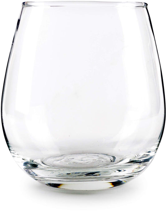 Circleware 44581 Stemless Wine Glasses 4-Piece Drinking Glassware Set, Fun Party Entertainment Dining Beverage Cups, 15 oz, Newton