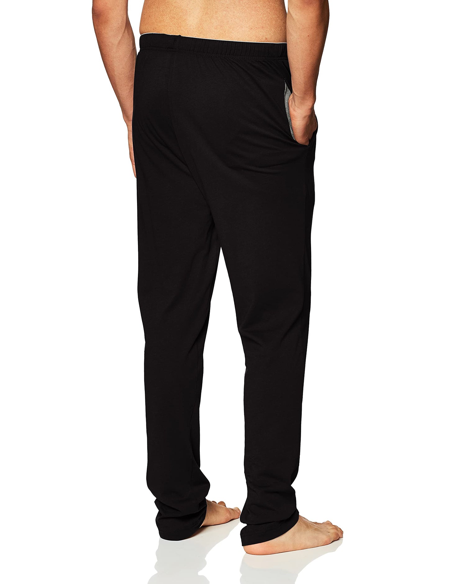Hanes Men's Solid Knit Sleep Pant with Pockets and Drawstring, Black, X-Large