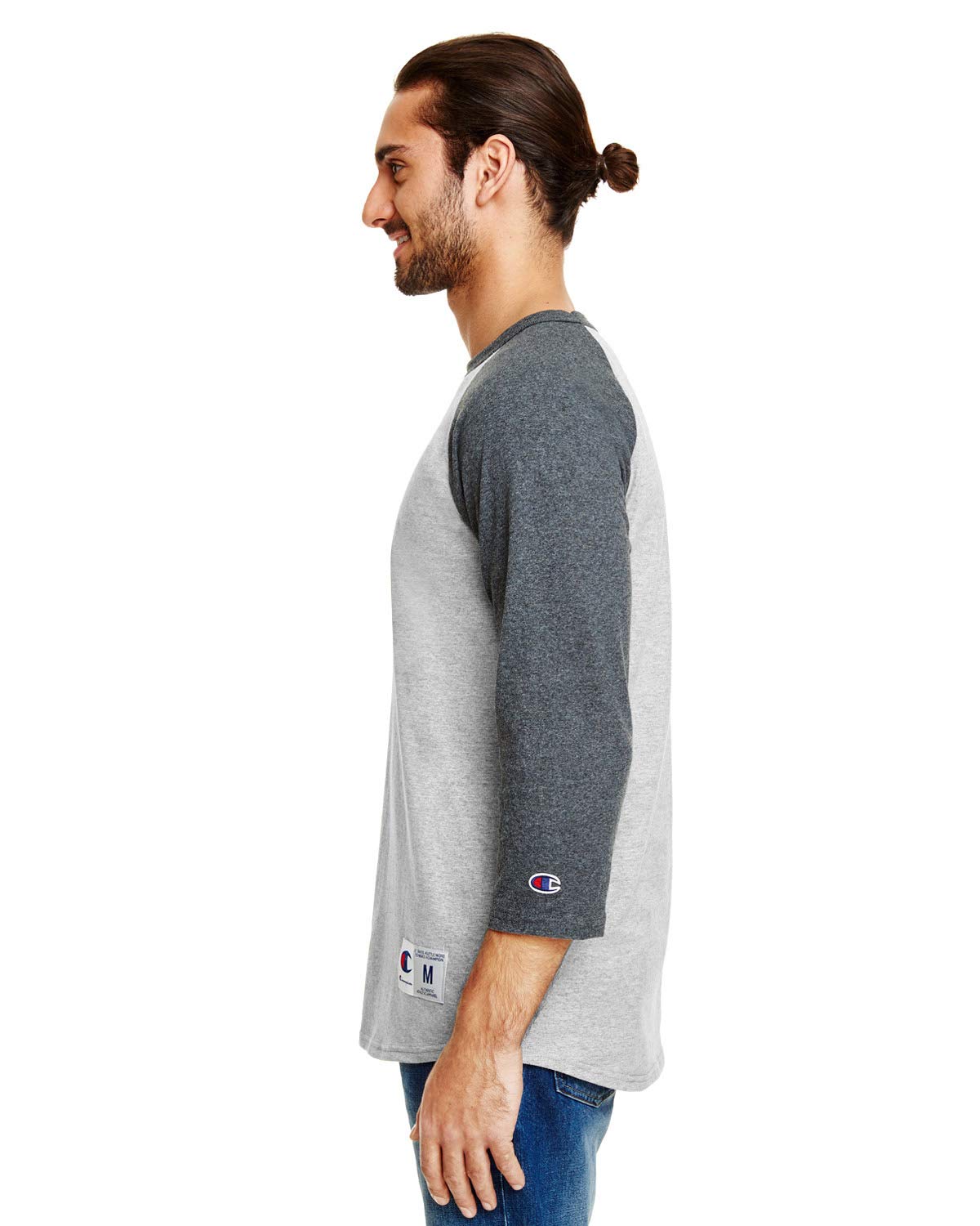 Champion Adult 5.2 oz. Raglan T-Shirt L OXF GRY HT/ GOLD