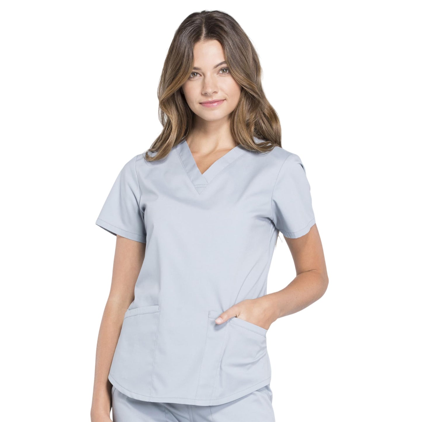 CHEROKEE Workwear Professionals Women Scrubs Top V-Neck Plus Size WW665, 3XL, Eggplant (Copy)