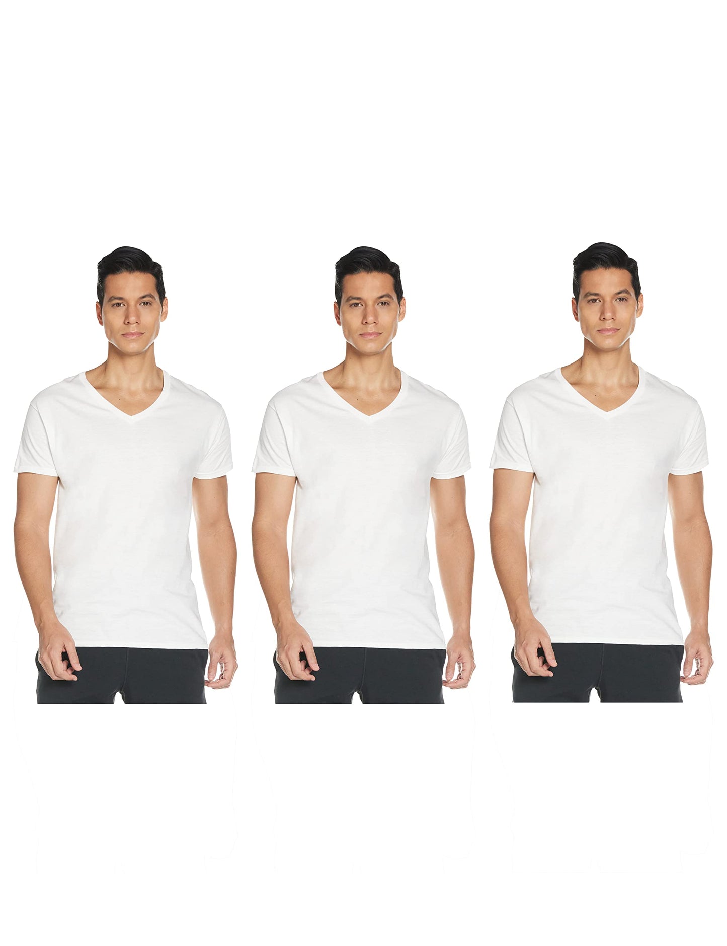 Hanes Ultimate Men's 6 Pack FreshIQ V-Neck Tee, White, Small