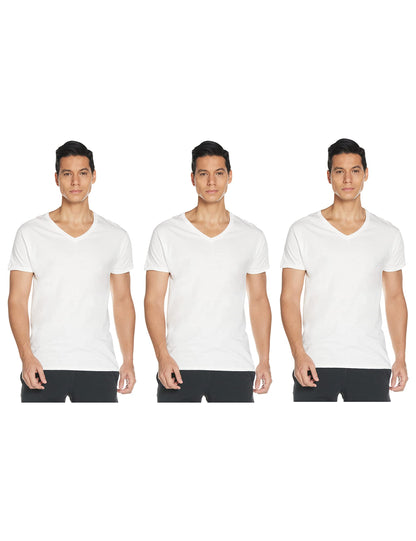 Hanes Ultimate Men's 6 Pack FreshIQ V-Neck Tee, White, Small
