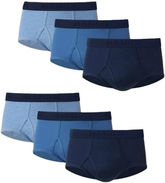 Hanes Men's Tagless Cotton Brief (Pack of 6), Blue Assorted, X-Large
