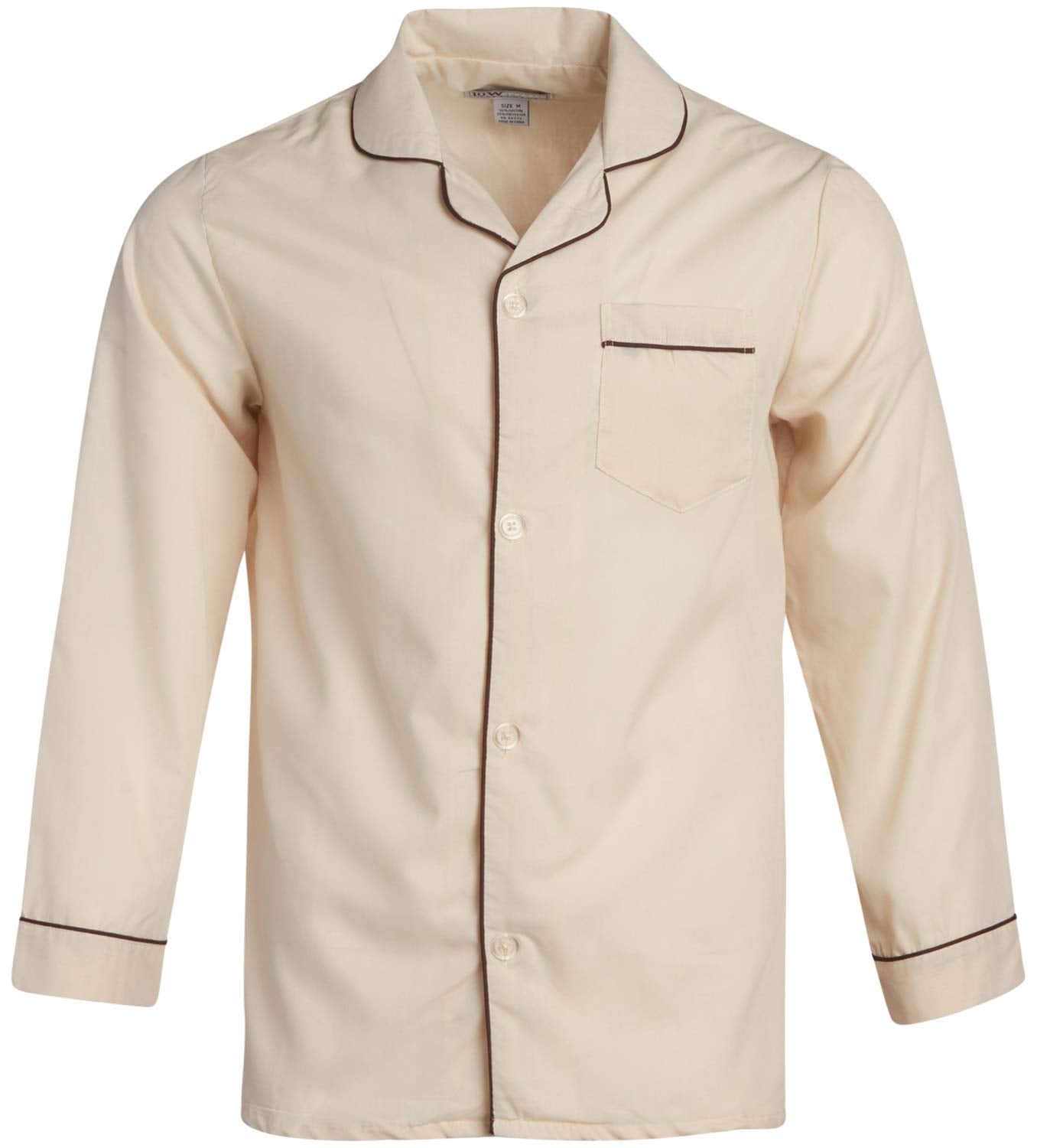 Ten West Apparel Men’s Pajamas Set - Long Sleeve Button Down Sleep Shirt and Pajama Bottoms Sleepwear Set, Size 2X-Large, Tan