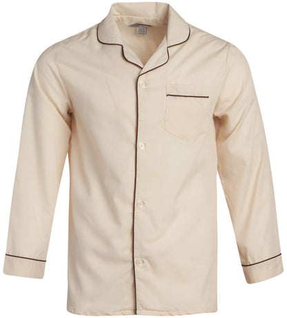 Ten West Apparel Men’s Pajamas Set - Long Sleeve Button Down Sleep Shirt and Pajama Bottoms Sleepwear Set, Size 2X-Large, Tan