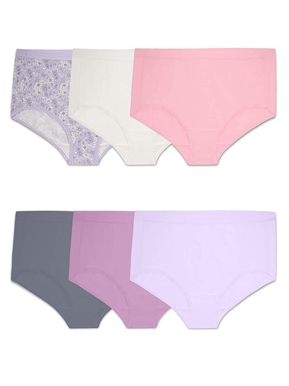 Fruit of the Loom womens Microfiber Panties (Regular & Plus Size) Underwear, Plus Size Brief - 6 Pack Assorted, 9 US