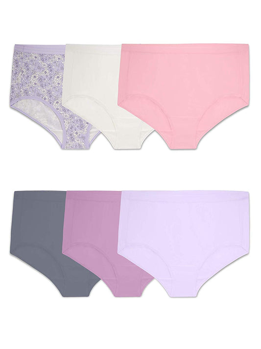 Fruit of the Loom womens Microfiber Panties (Regular & Plus Size) Underwear, Plus Size Brief - 6 Pack Assorted, 9 US
