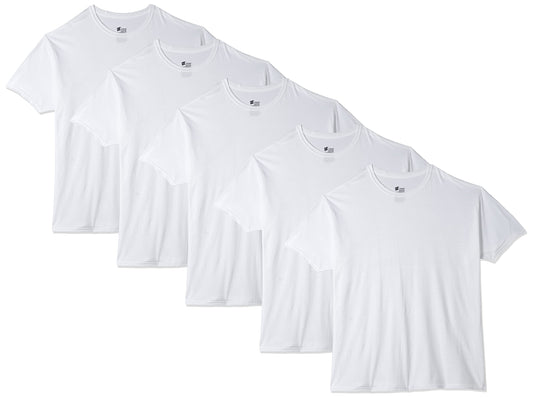 Hanes Ultimate Men's 5-Pack FreshIQ Big Crew T-Shirts (XXX-Large (54-56), White)