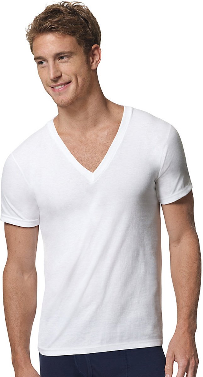 Hanes Ultimate Men's 3-Pack FreshIQ X-Temp V-Neck T-Shirt, White, X-Large