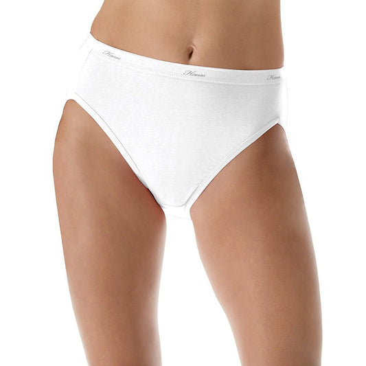 Hanes Women's No Ride Up Cotton Hi-Cut Panties (12, Asst/Solid)