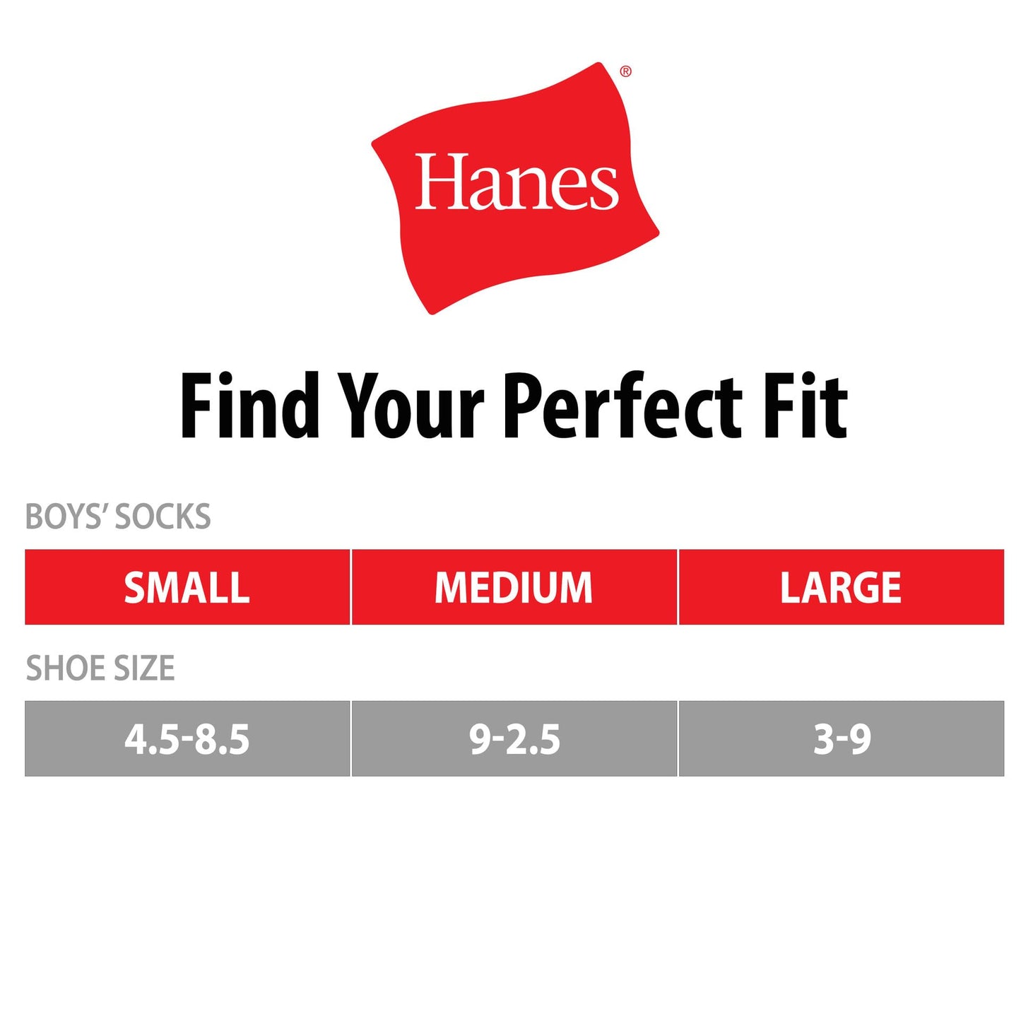Hanes Boys' Big Uniform Crew, Moisture-Wicking Socks, Cushioned Foot Bottoms, 10-Pairs, White-12 Pack, Medium