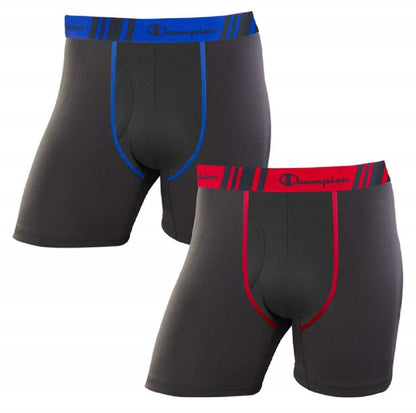 Champion Men's 2-Pack Odor Control Tech Performance Boxer Brief, Black/Black, X-Large