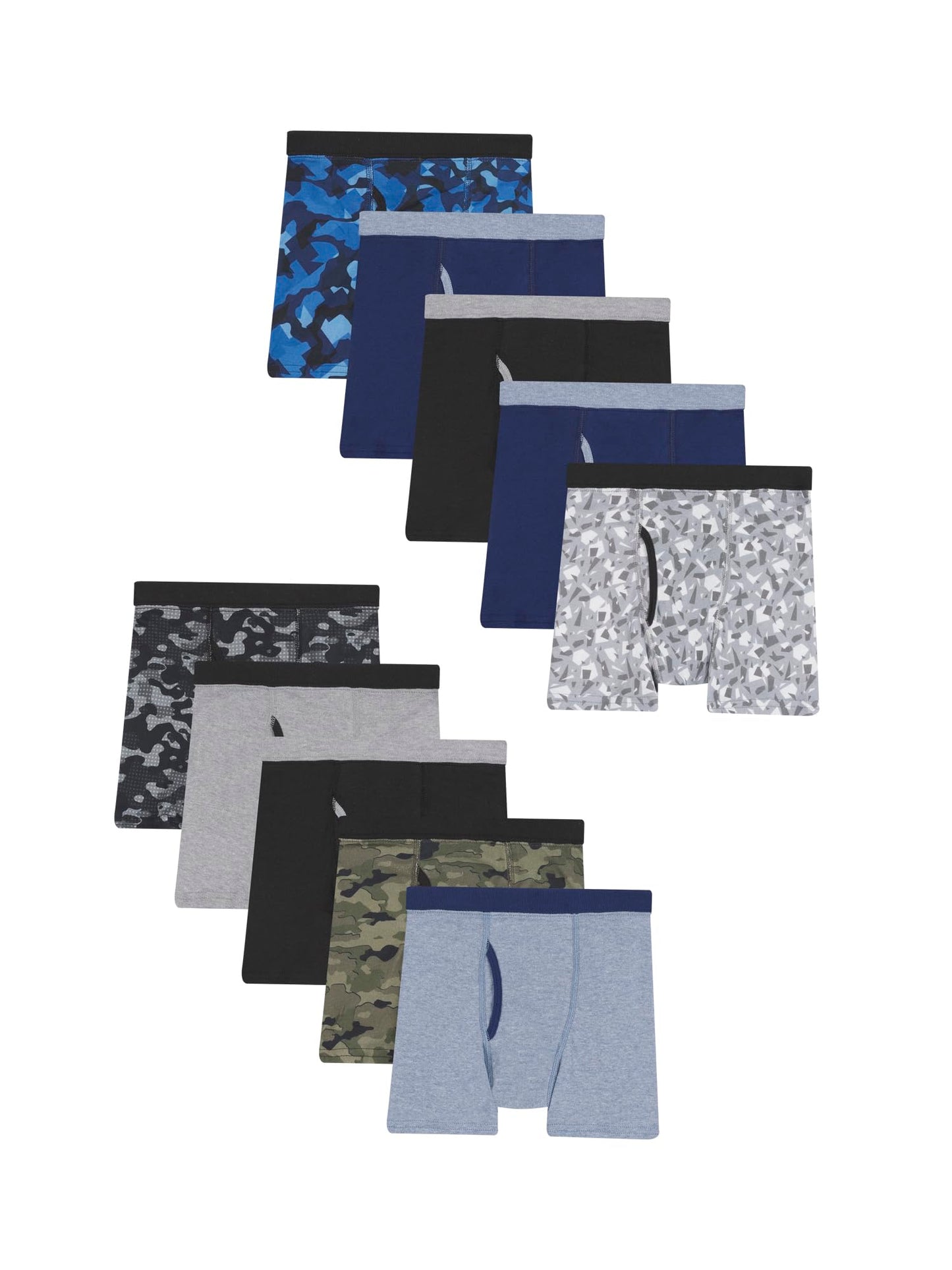 Hanes Boys' and Toddler Underwear, Comfort Flex and ComfortSoft Boxer Briefs, Multiple Packs Available, Grey/Blue/Black/Red-10, X-Large