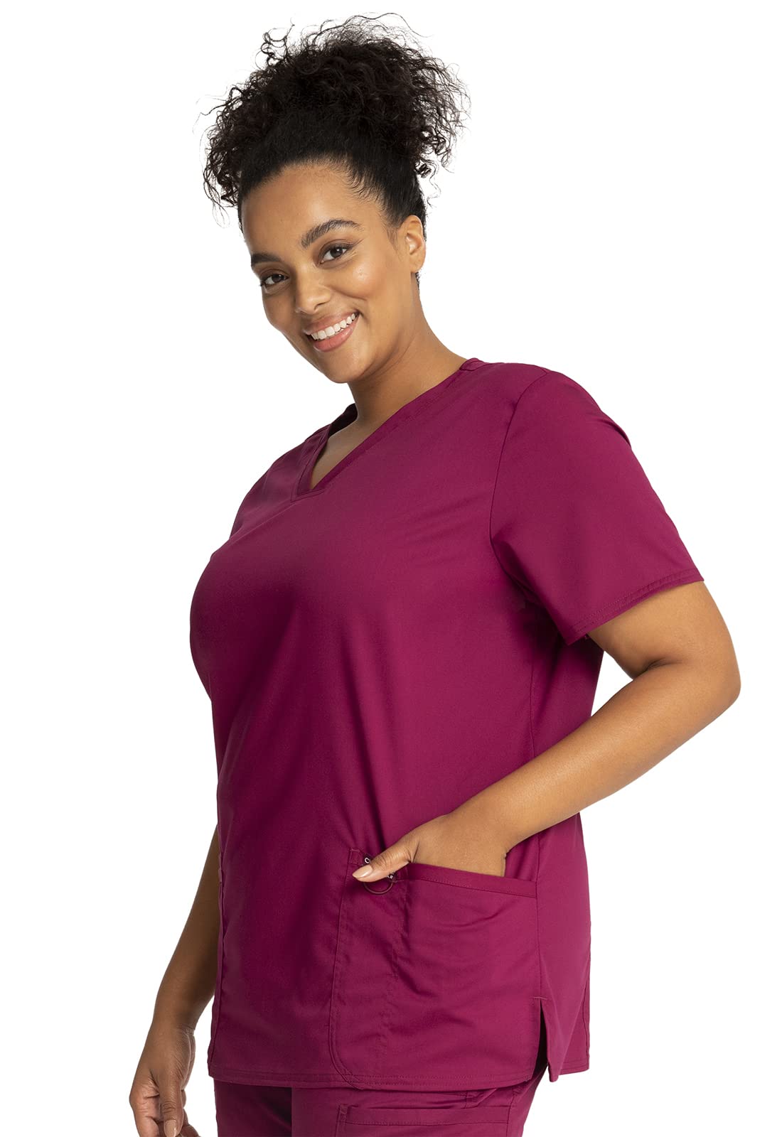 Cherokee Women's V-Neck Top, Wine, XX-Small