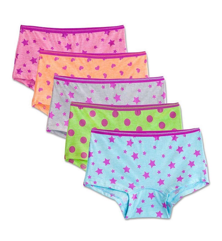 Fruit of the Loom Girls' Assorted Boyshort Underwear (12 Pack - Heather Assorted, 14)