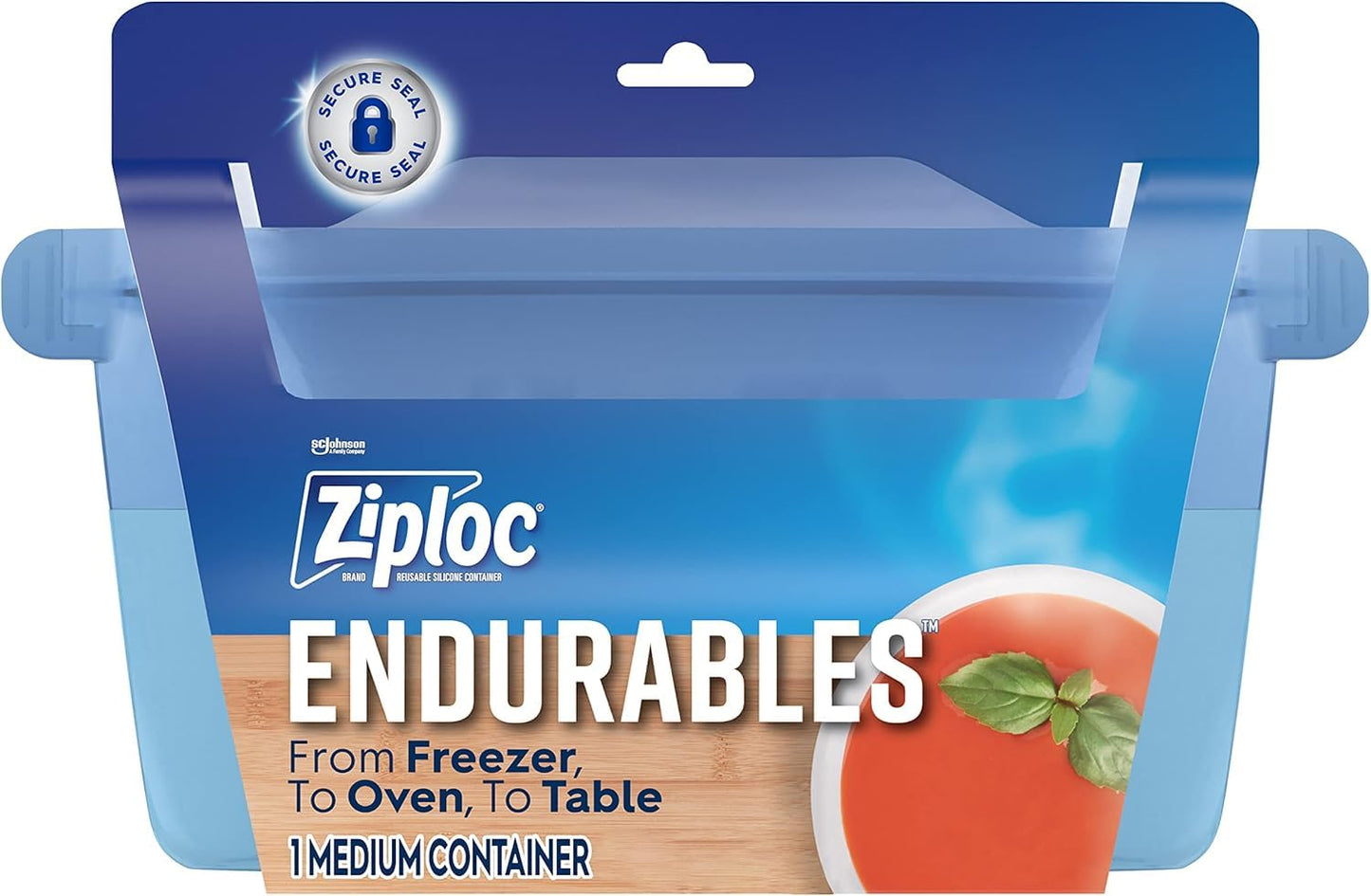 Ziploc Endurables Silicone Food Storage Meal Prep Containers, Microwave Safe and Eco-Friendly, Medium Container, 1 Count