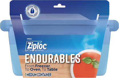 Ziploc Endurables Silicone Food Storage Meal Prep Containers, Microwave Safe and Eco-Friendly, Medium Container, 1 Count
