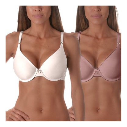 Maidenform Women's Fab Fit T-Shirt Bras (2 Pack), Latte Lift/ Black, Size 38C