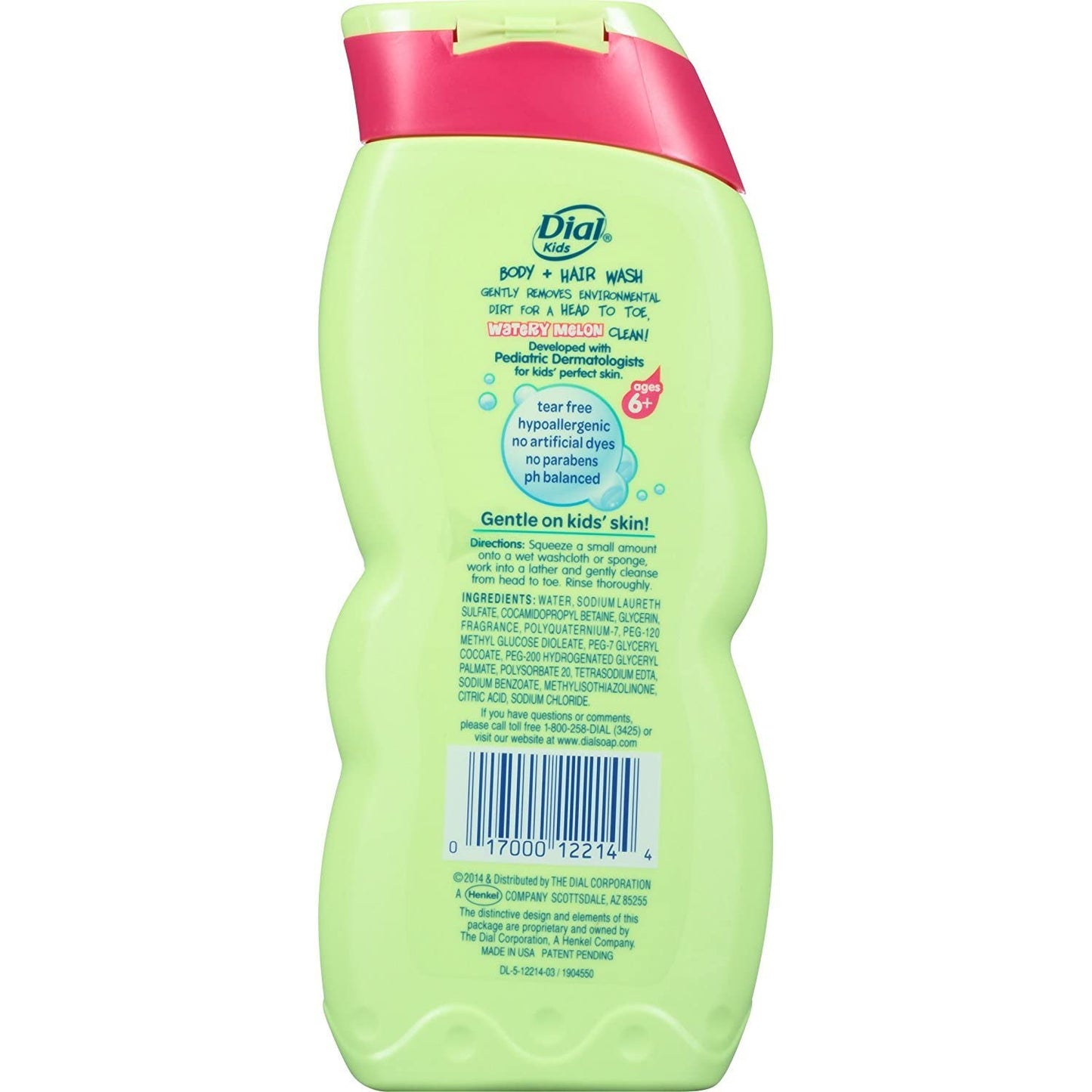 Dial Kids Body & Hair Wash, Watery Melon, 12 Fluid Ounces (Pack of 6)