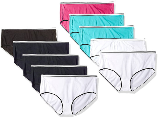 Hanes Women's 8-Pack Cotton Stretch Brief (Bonus +2) (10, Assorted Colors)