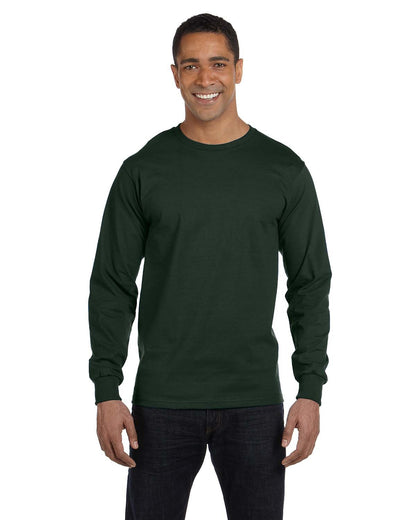 Hanes Long Sleeve Beefy-T T-Shirts (3X-Large, Deep Forest)