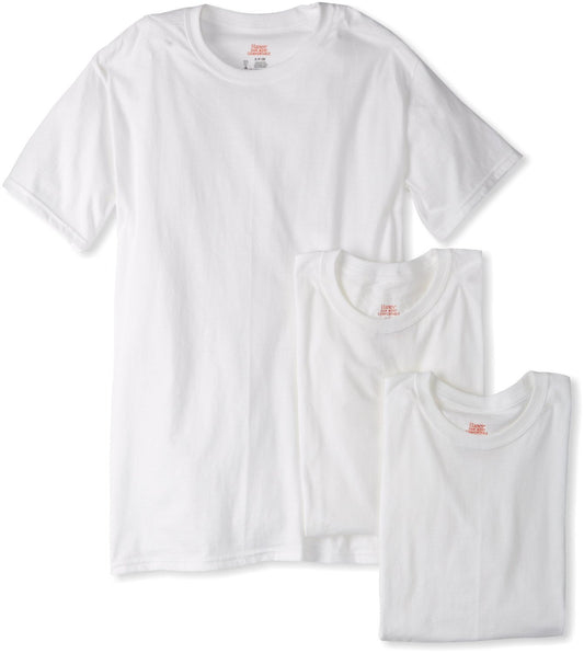 Hanes Men's 3Pack Crew Neck Tagless White Undershirts Crewneck T-Shirts, 5XL