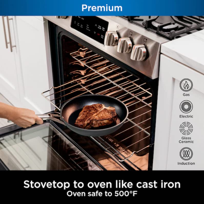 Ninja Foodi C39500 NeverStick Cookware Set 10 Piece Pots and Pans Non Stick Coating Kitchen Set Dishwasher & Oven Safe with Tempered Glass Lids