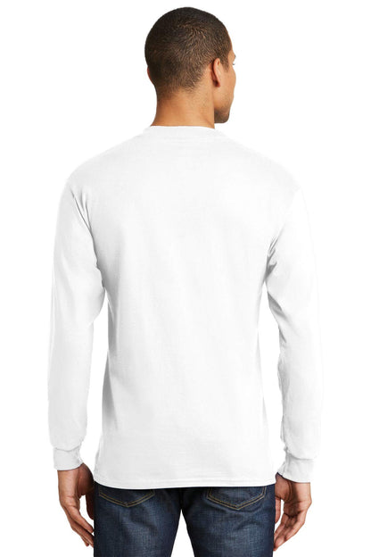 Hanes Long Sleeve Beefy-T T-Shirts (Medium, White)
